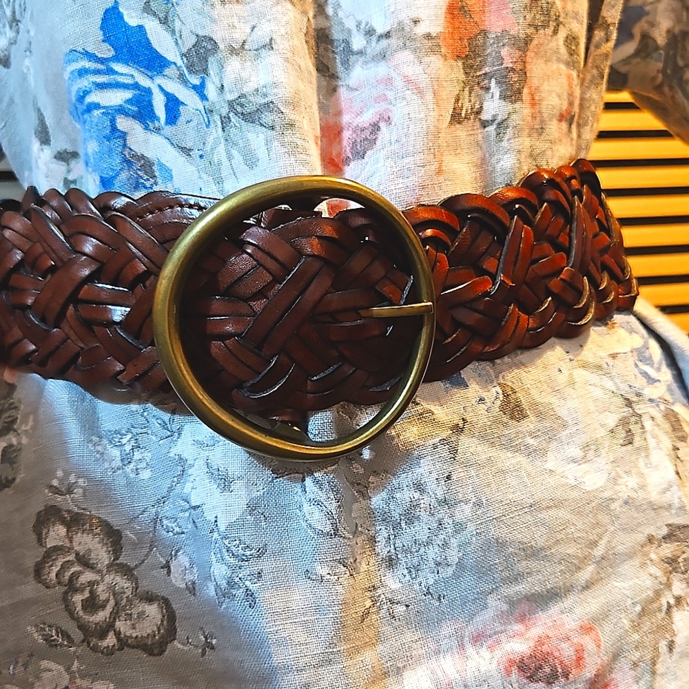 Wide RALPH LAUREN woven leather belt excellent preloved condition fit size 18-22 - Picture 3 of 16